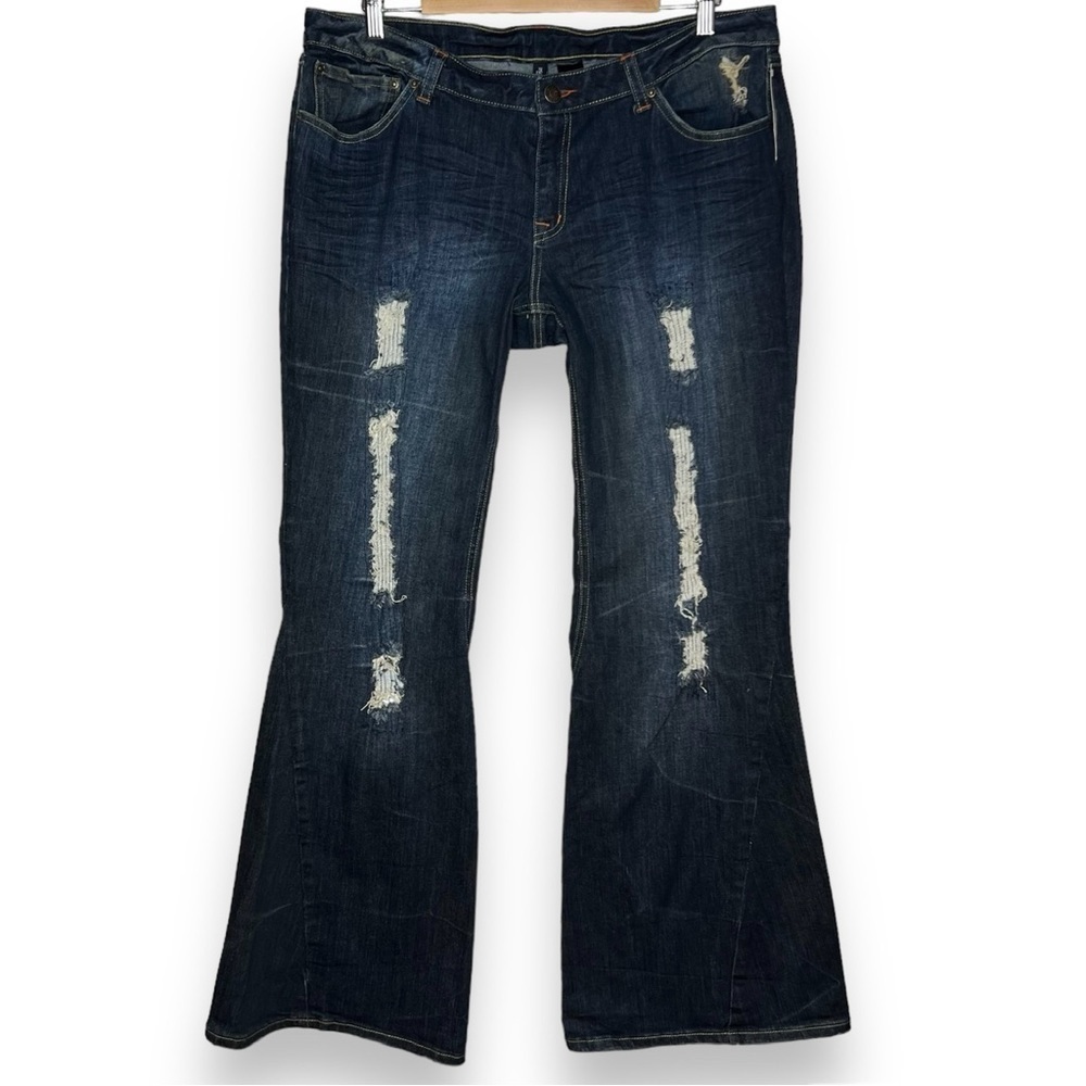Vintage Bisou Bisou Michele Bohbot‎ Jeans Women 14 Flared Twisted Seam Denim NWT